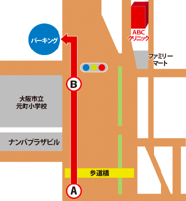 お車の方へ、最寄りのパーキングのアクセスマップ